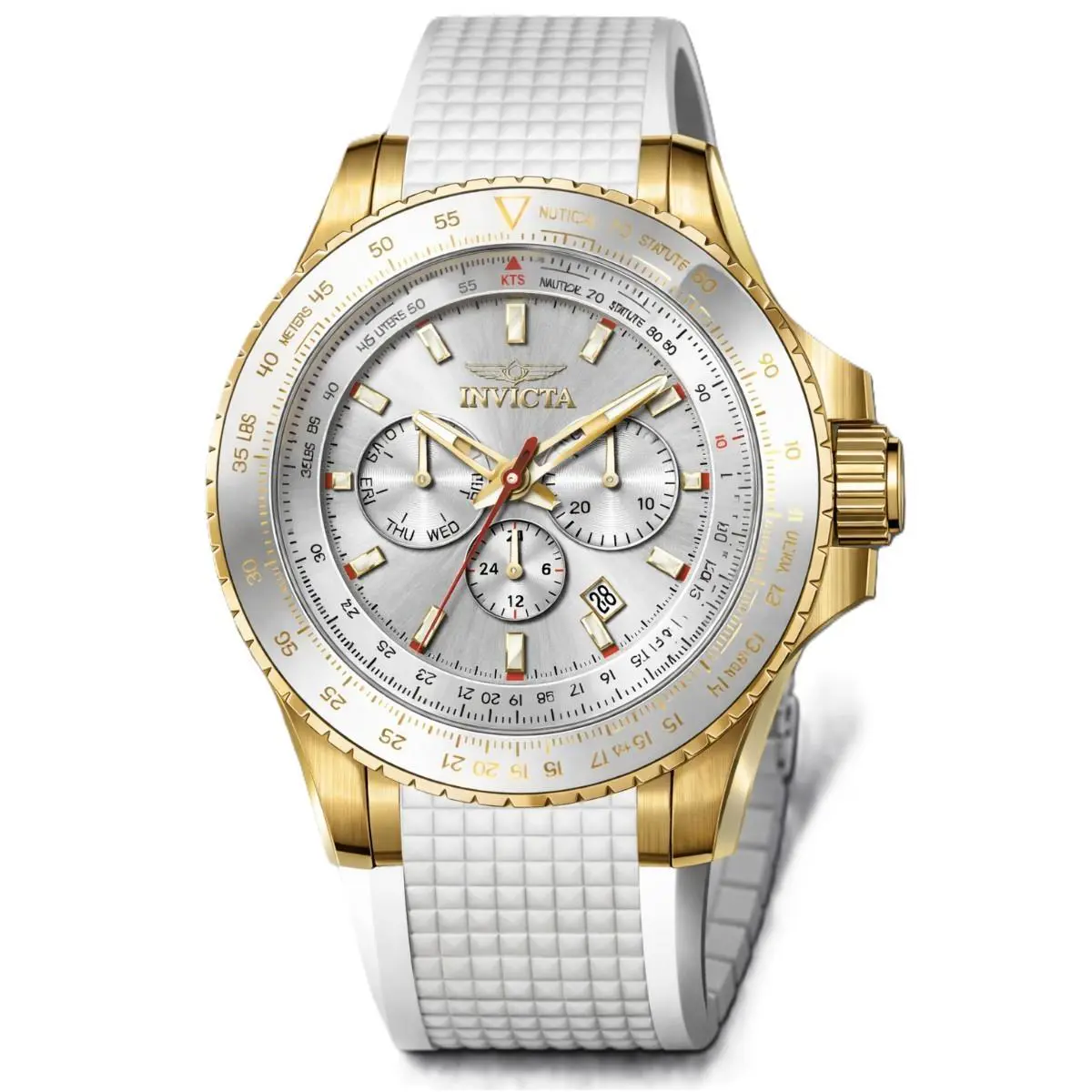 Invicta Men`s Watch - 50mm Silver and Gold Case . White Bracelet - Amazing Watch