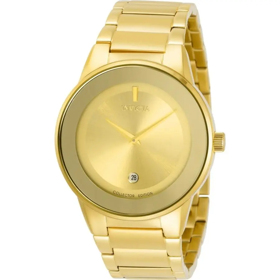 Invicta Specialty Quartz Gold Dial Men`s Watch 30535 - Dial: Gold, Band: Yellow Gold-tone, Bezel: Yellow Gold-tone