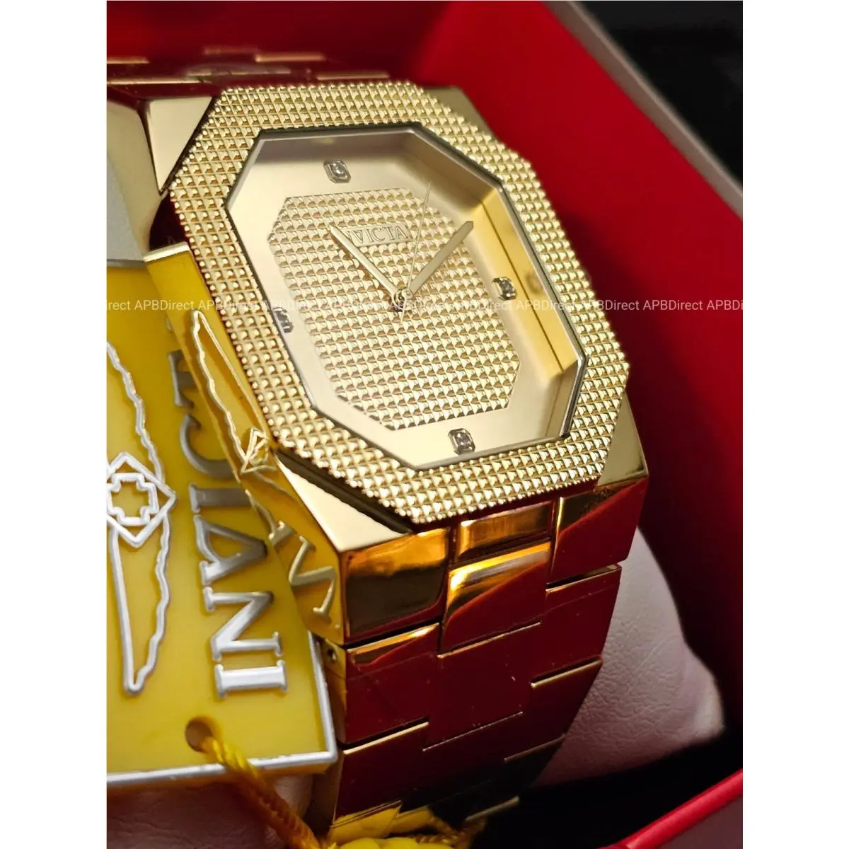 Invicta - Cuadro - Gold Plated SS High Polished Case Bracelet - Mens Watch