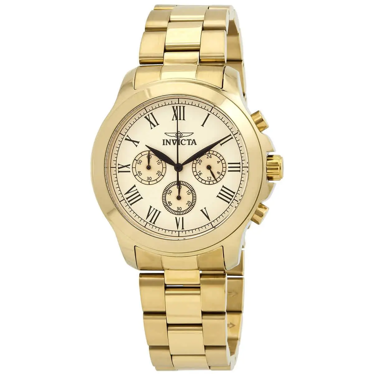 Invicta Specialty Gold Dial Men`s Watch 21658 - Dial: Gold, Band: Yellow Gold-tone, Bezel: Yellow Gold-tone