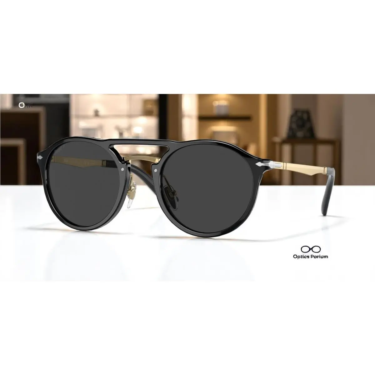 Persol PO3264S 95_48 Phantos Black Gold Black Polarized 50 mm Unisex Sunglasses