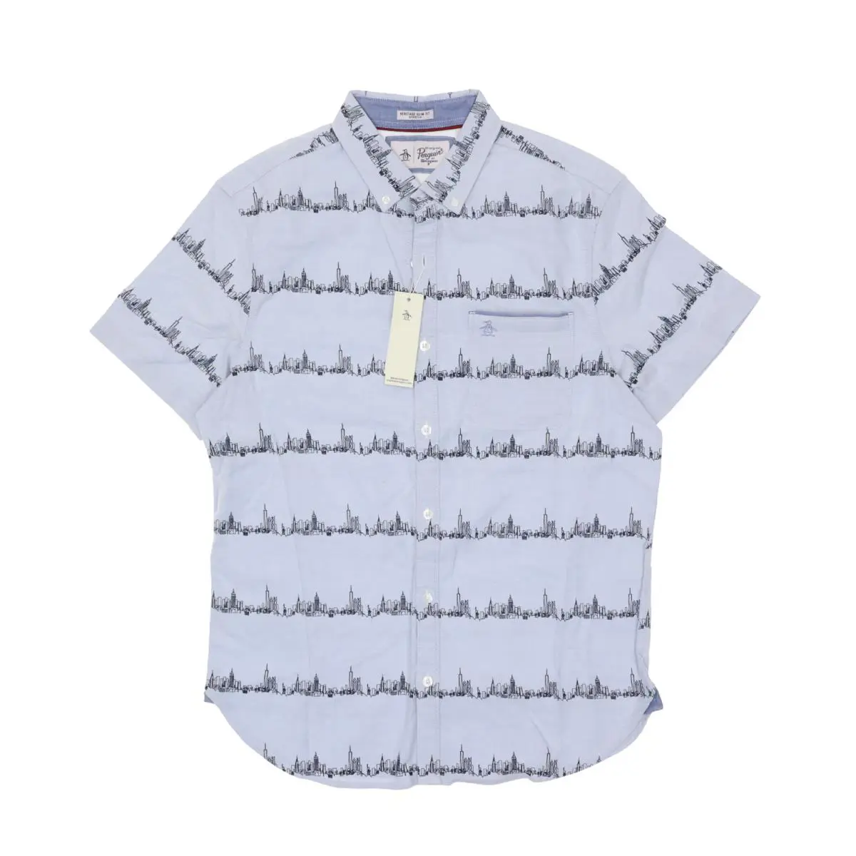 L29858 Mens Short Sleeve Heritage Slim Fit Stretch Shirt Size M by Original Penguin