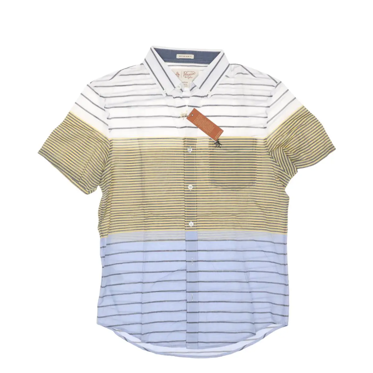 L30060 Mens Striped Short Sleeve Heritage Slim Fit Shirt Size S by Original Penguin