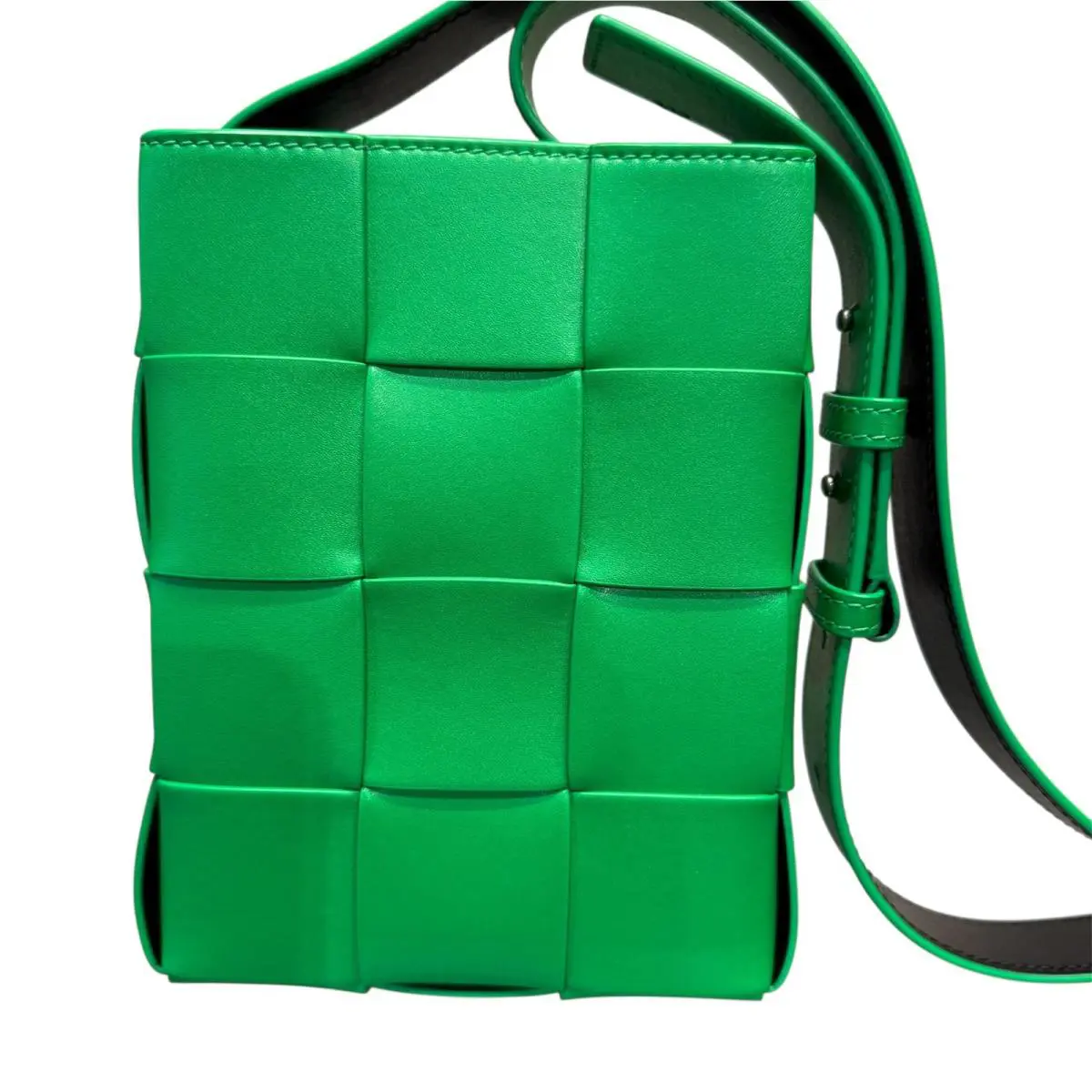 Bottega Veneta 729298 Intrecciato Green-black Leather Cassette Shoulder Bag