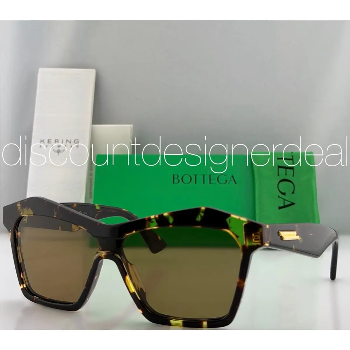 Bottega Veneta BV1093S 002 Square Sunglasses Havana Tortoise Gold Brown Lens