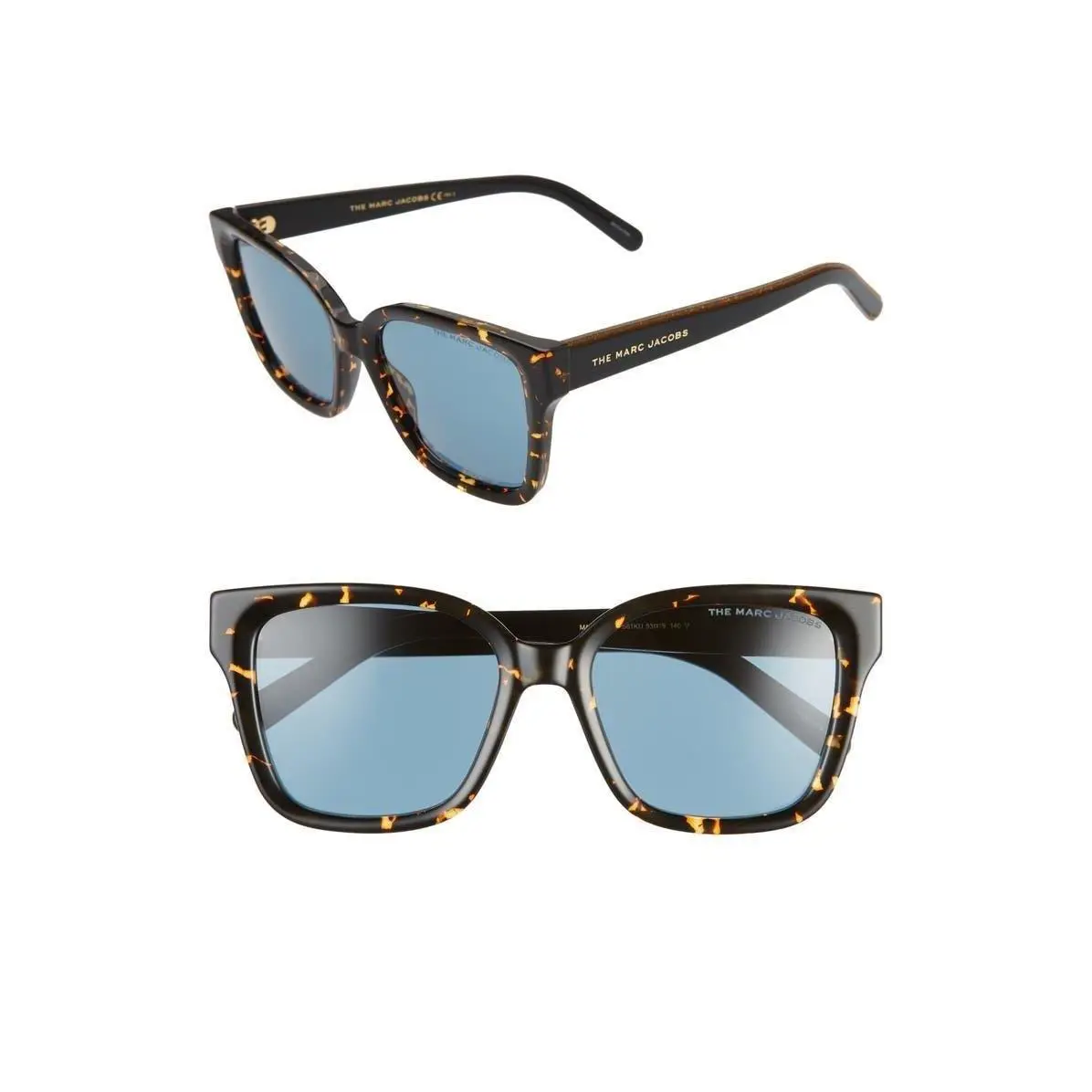 Marc Jacobs Women 53mm Square Sunglasses Havana Black/ Blue Avio