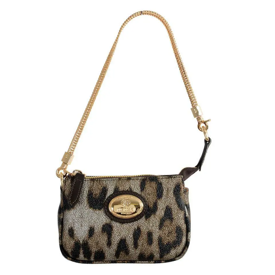 Roberto Cavalli Multi Leopard Print Logo Clutch Chain Mini Shoulder Bag