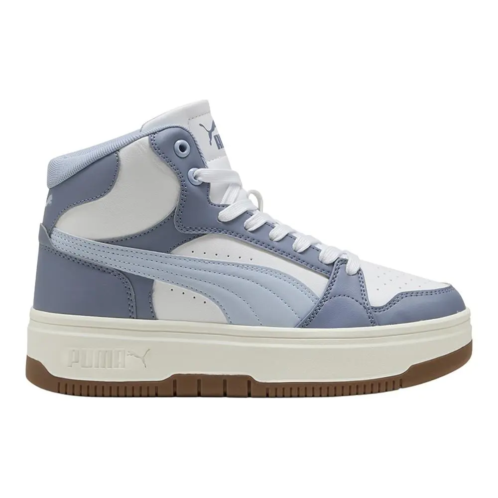 Puma Rebound Femme Mid High Top Womens Blue White Sneakers Casual Shoes 402594 - Blue, White