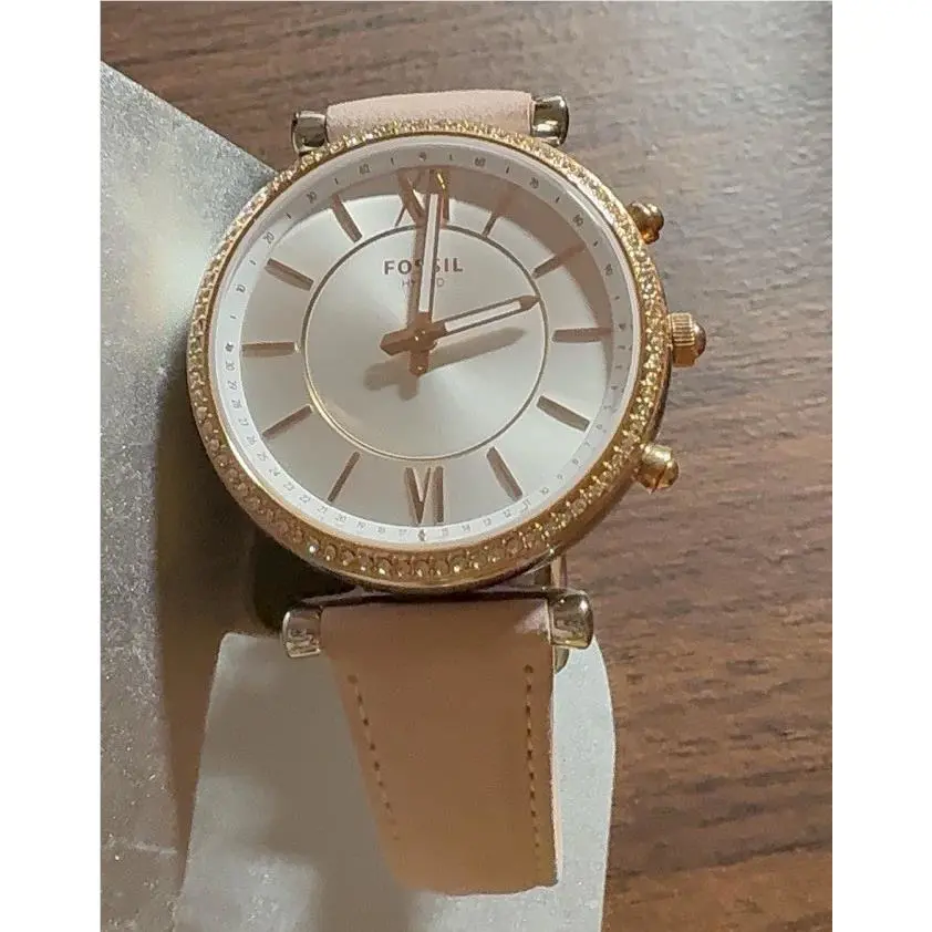 Fossil Women’s Rose Gold Watch Crystal Bezel Stainless Steel Elegant