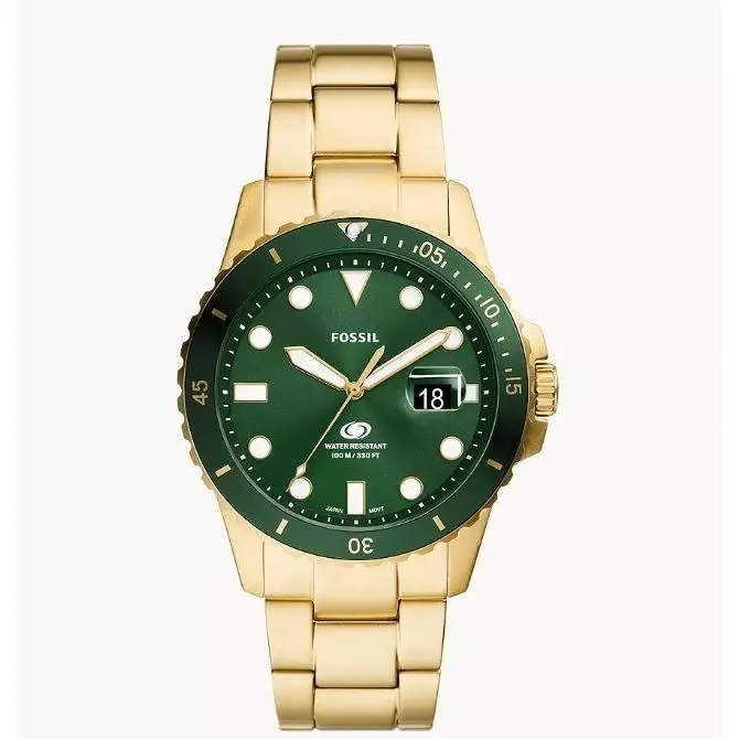 Blue Dive 42mm Three-hand Date Gold-tone Men`s Watch FS6030 by Fossil