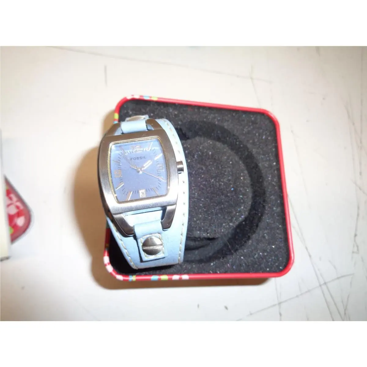 Fossil JR-8363 Blue-tone Leather Quartz Analog Women`s Watch