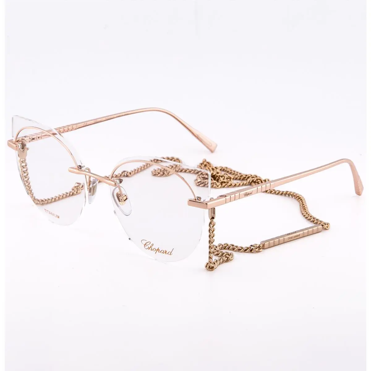 Chopard F70 Titanium White Gold Plated Chain Charm Eyeglass Optical Frame VCHF70