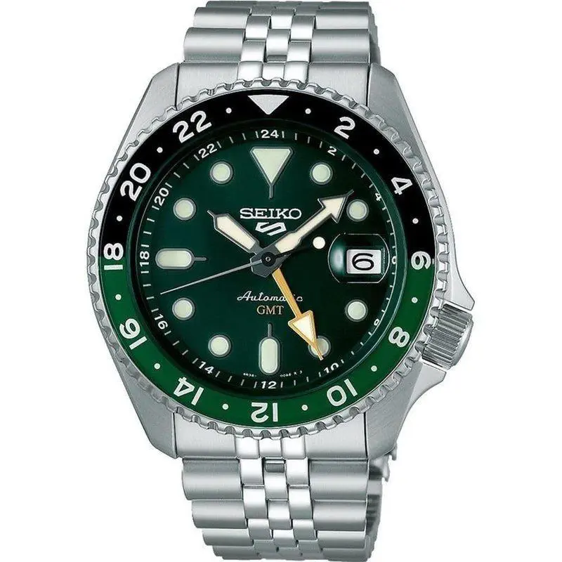 Seiko 5 Sports Skx Sports Gmt Green Dial Stainless Steel Watch SSK035 - Green