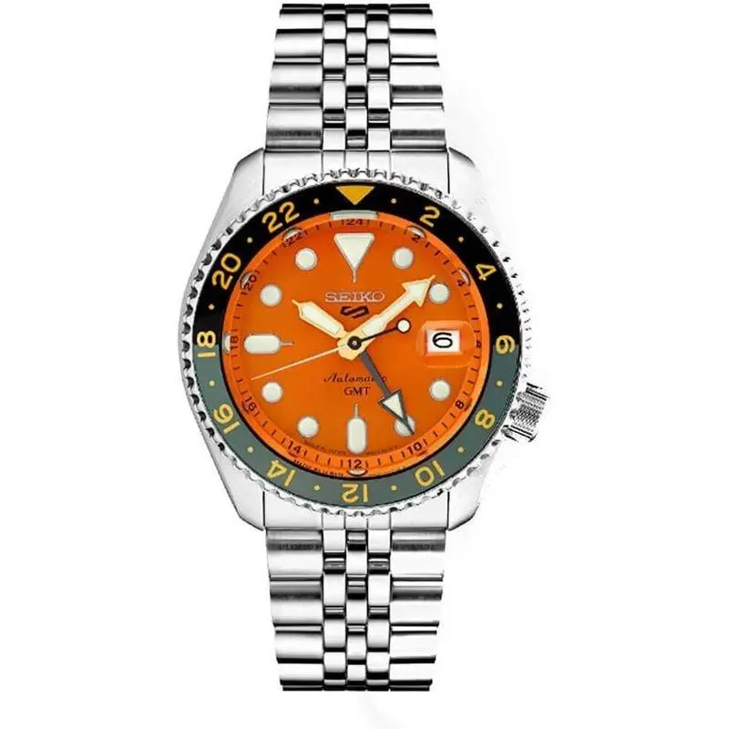 Seiko 5 Sports Skx Sports Style Gmt Series 42.5mm Men`s Watch - Orange Dial
