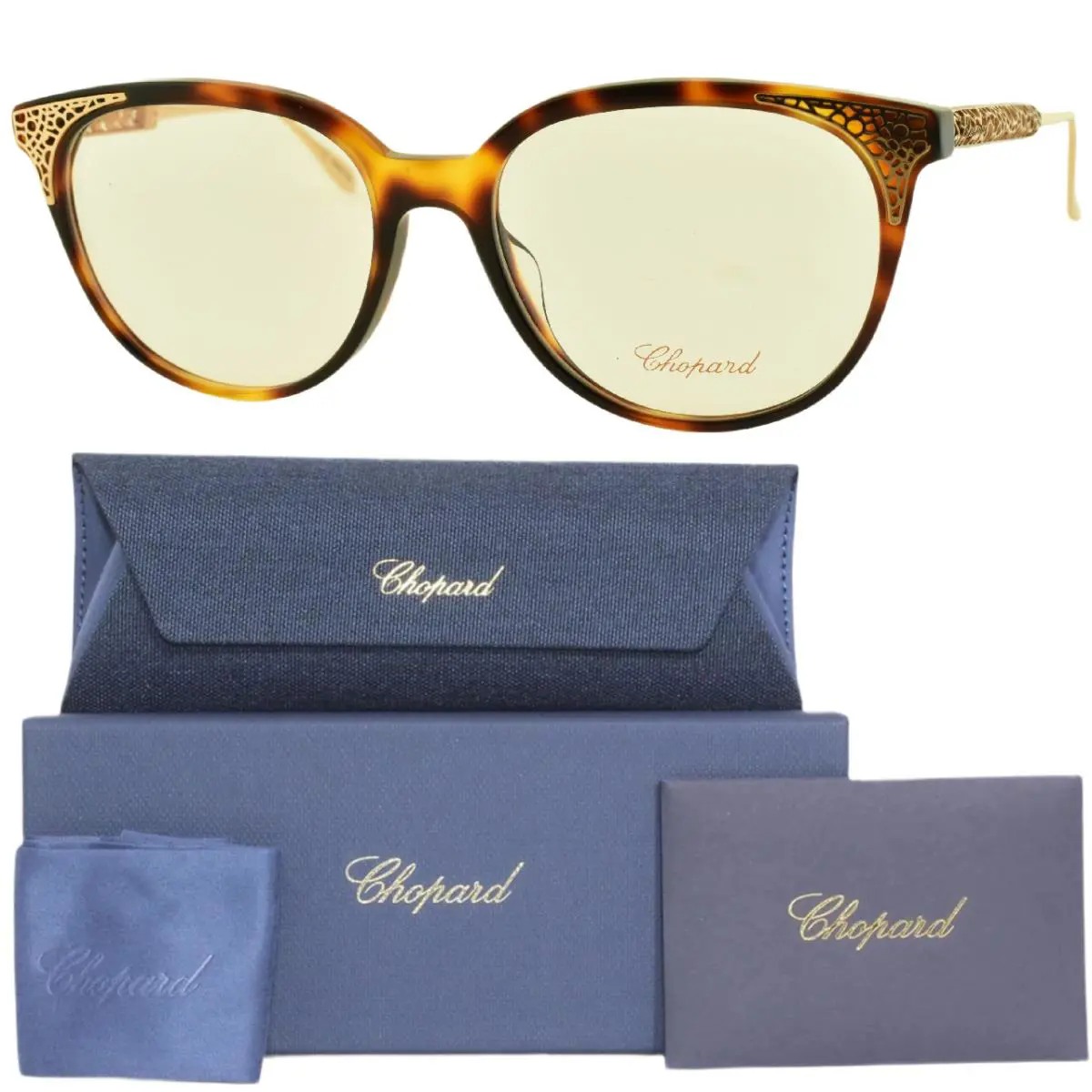 Chopard VCH253 0748 Tortoise Gold Round Full Rim Womens Optical Frame