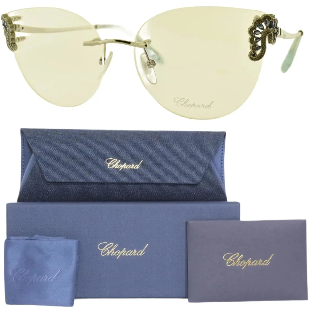Chopard VCHG03S 0579 57-16-140 Silver Cat Eye Rimless Womens Optical Frame - Frame: Silver