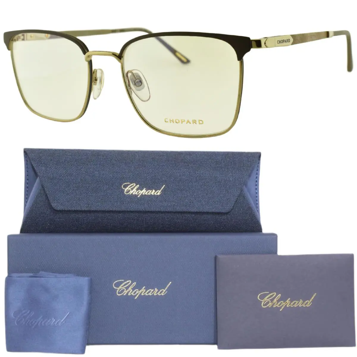 Chopard VCHG06 02A8 52-18-145 Brown Gold Square Full Rim Optical Frame - Frame: Brown/Gold