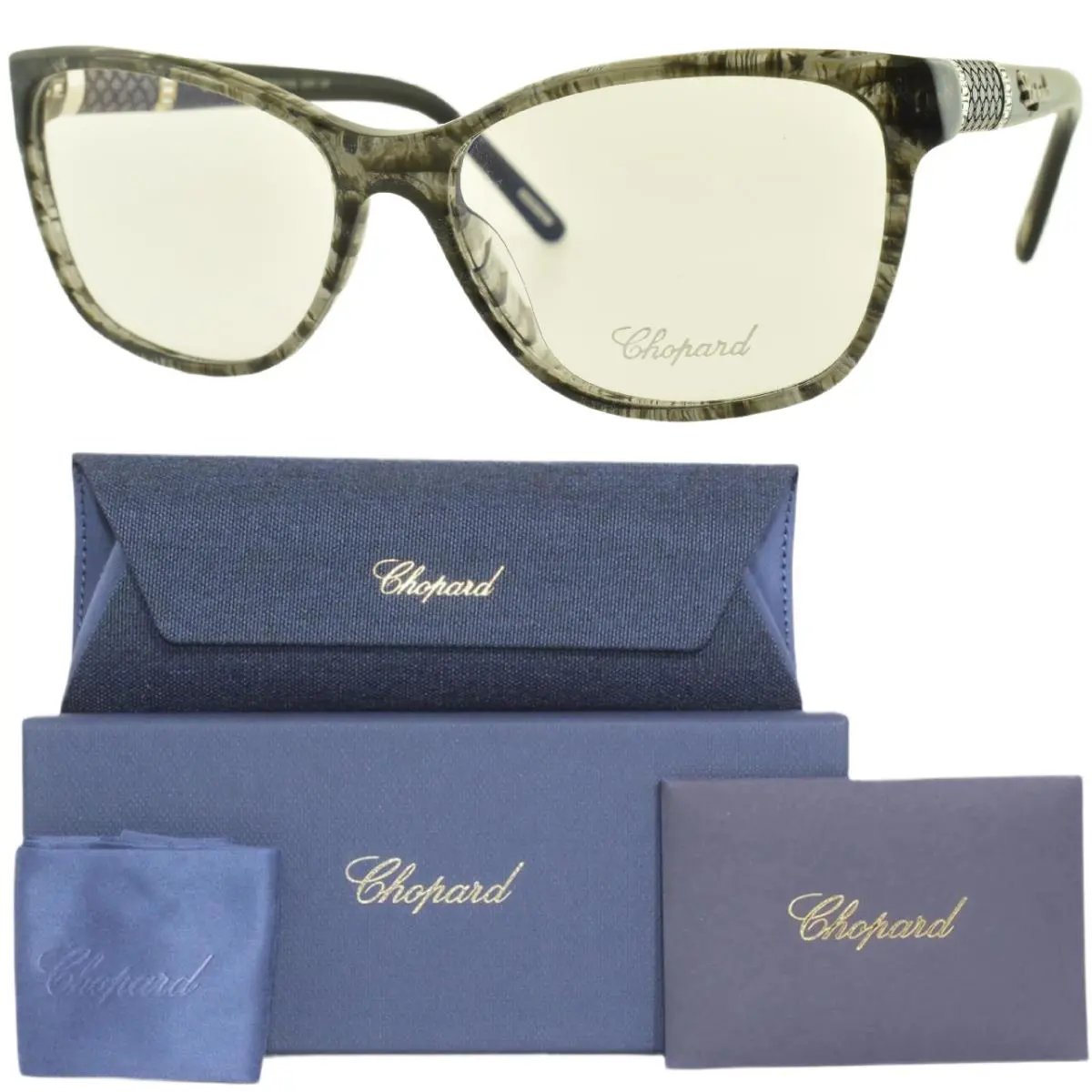 Chopard Vch 154S 0GA1 54-15-140 Grey Striped Square Full Rim Optical Frame