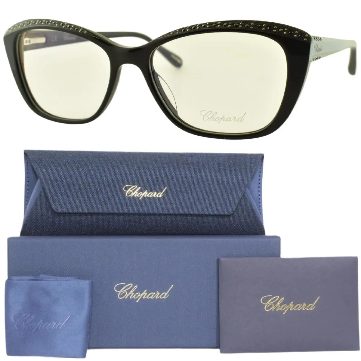 Chopard VCH229S 0700 52-16-140 Black Cat Eye Full Rim Womens Optical Frame