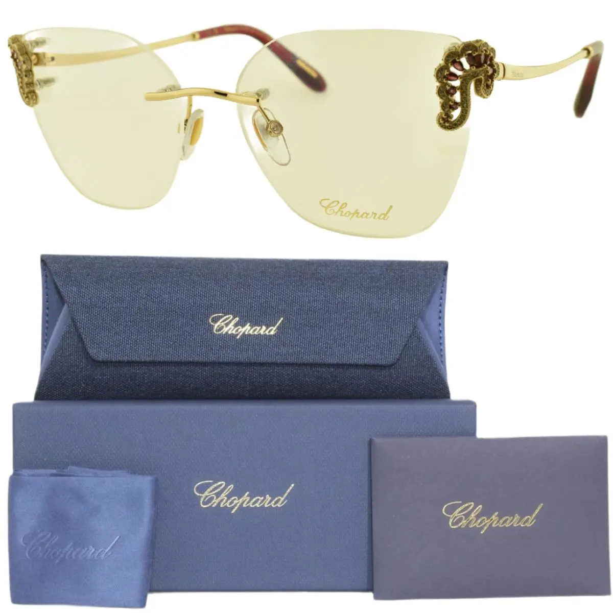 Chopard VCHG04S 300Y 56-16-140 Gold Cat Eye Rimless Womens Optical Frame