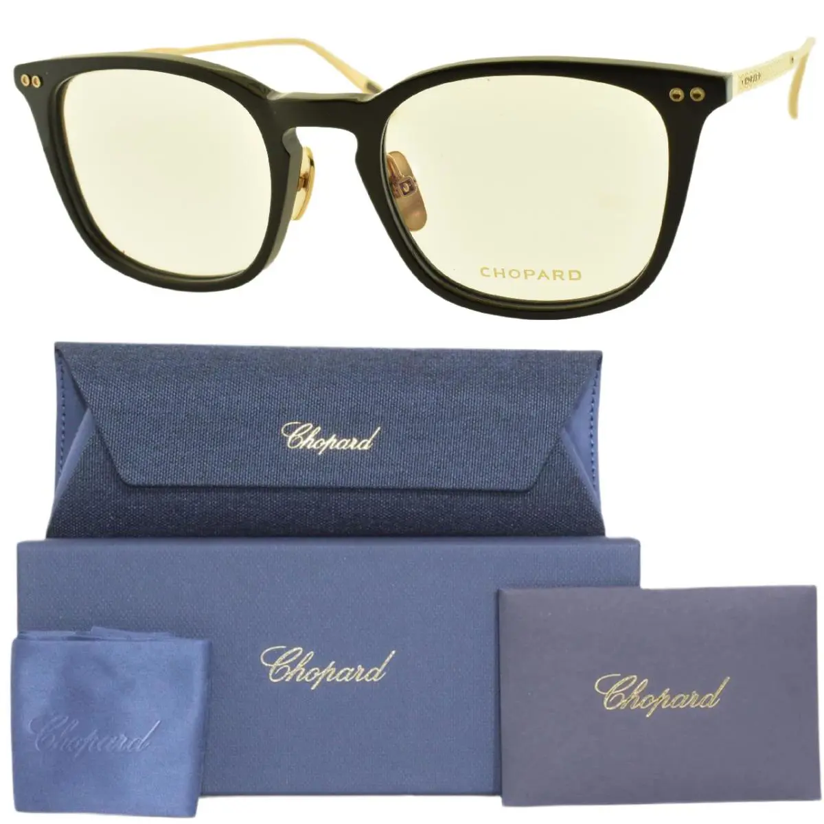 Chopard VCH248 0700 50-20-145 Black Gold Square Full Rim Optical Frame