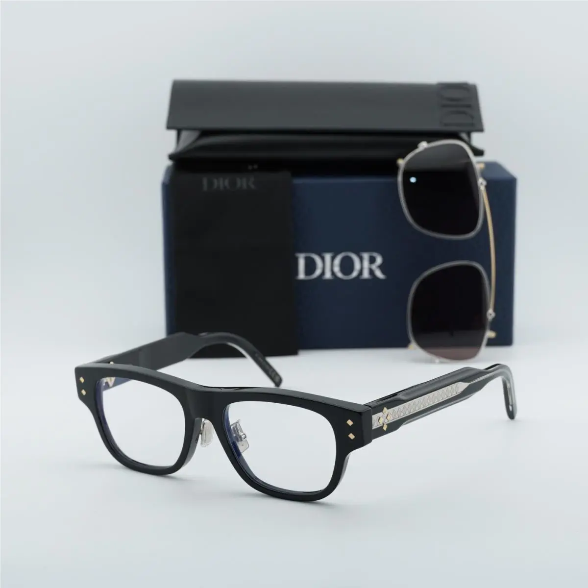 CD Diamondo S10F 10BB Shiny Black/clear with Magnetic Clip-on Brown by Dior