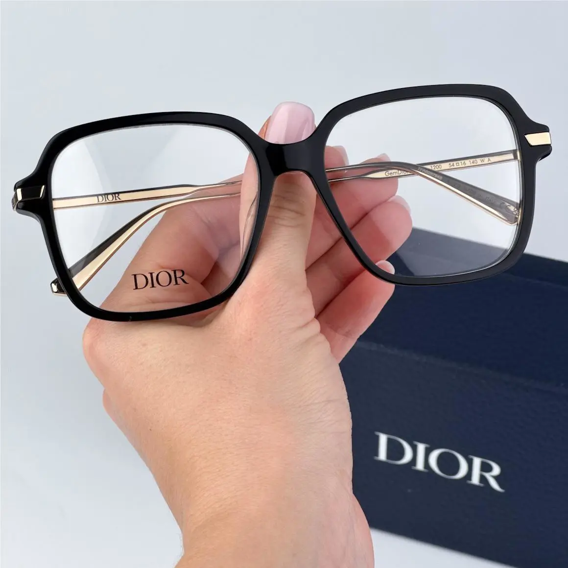 Women Eyeglasses Shiny Black Demo Square Gemdioro S5I CD50056I 001 1200 by Dior