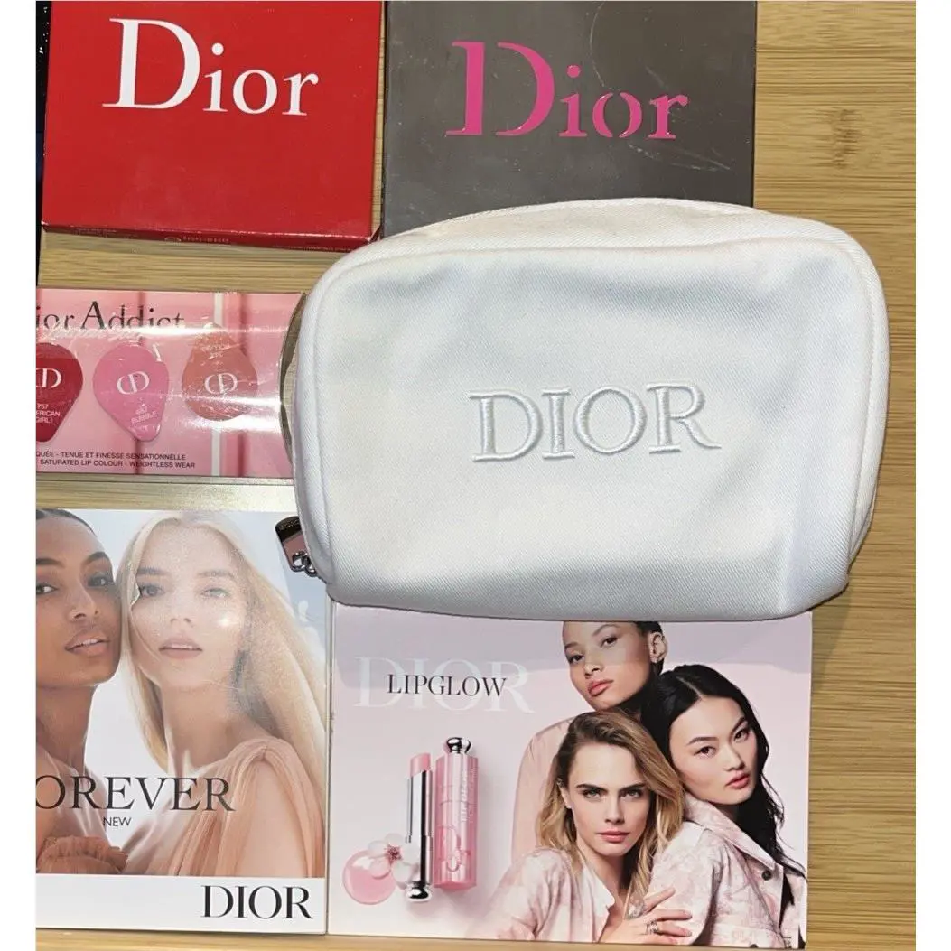 Dior Makeup Bag + Lip Rouge Foundation Set Of 10 Items with 38 Samp Inside