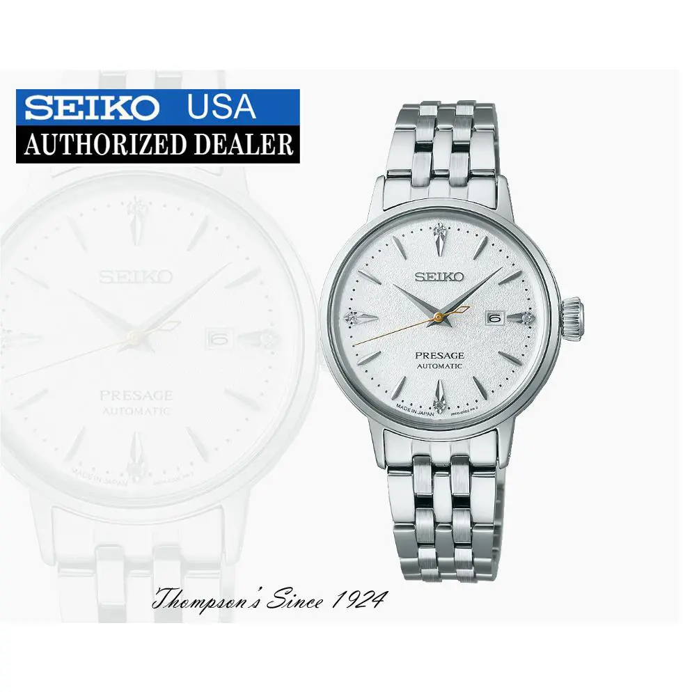 Seiko Presage Cocktail Time Stainless Steel Automatic White Women`s Watch SRE017