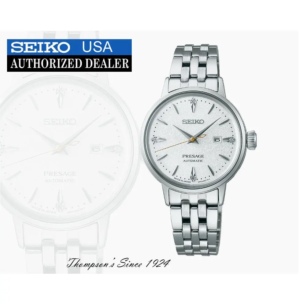 Seiko Presage Cocktail Time Automatic White Dial SRE017 - White, Dial: White, Band: Silver