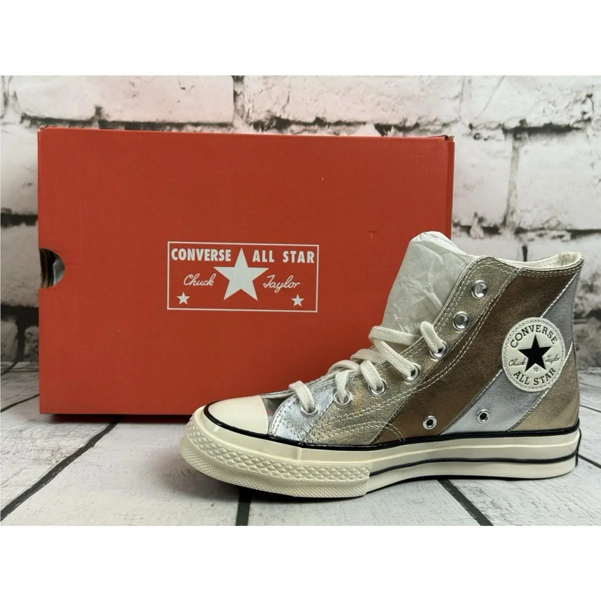 Converse shoes - Converse Chuck Taylor 70 Hi - 565882C - Silver, Bronze and Gold, Manufacturer: Pure Silver/Egret/Black (UPC: 0888757315567) 13