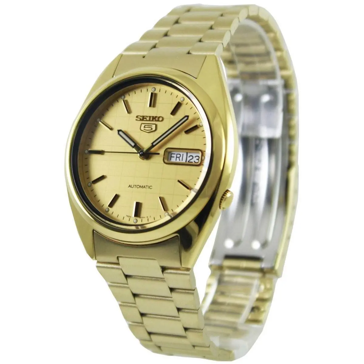 5 Automatic Gold Dial Day and Date Stainless Steel SNXL72K1 30M Mens Watch by Seiko