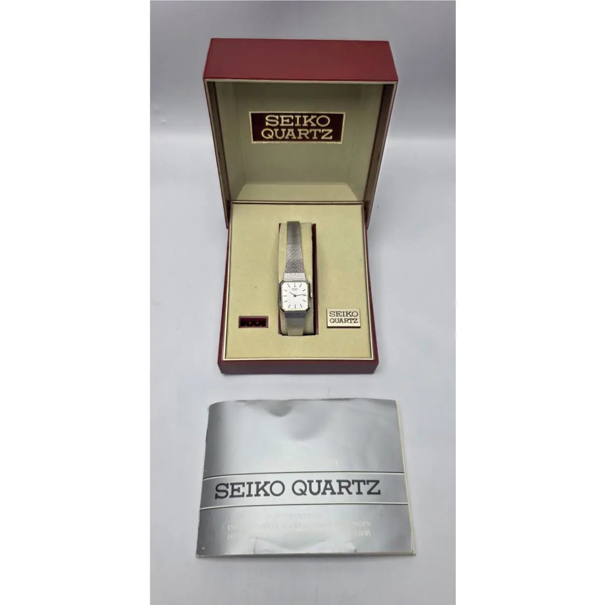 Nos Vtg 80s Seiko Quartz Women`s Watch 1400-5499 Silver Octagon W/ Case/ Manual