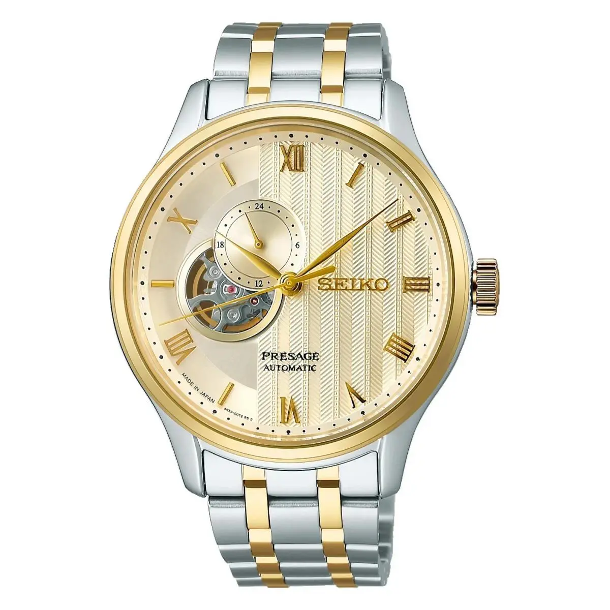 Seiko Presage Japanese Gardens Automatic Cream Dial Men`s Two Tone Watch SSA464