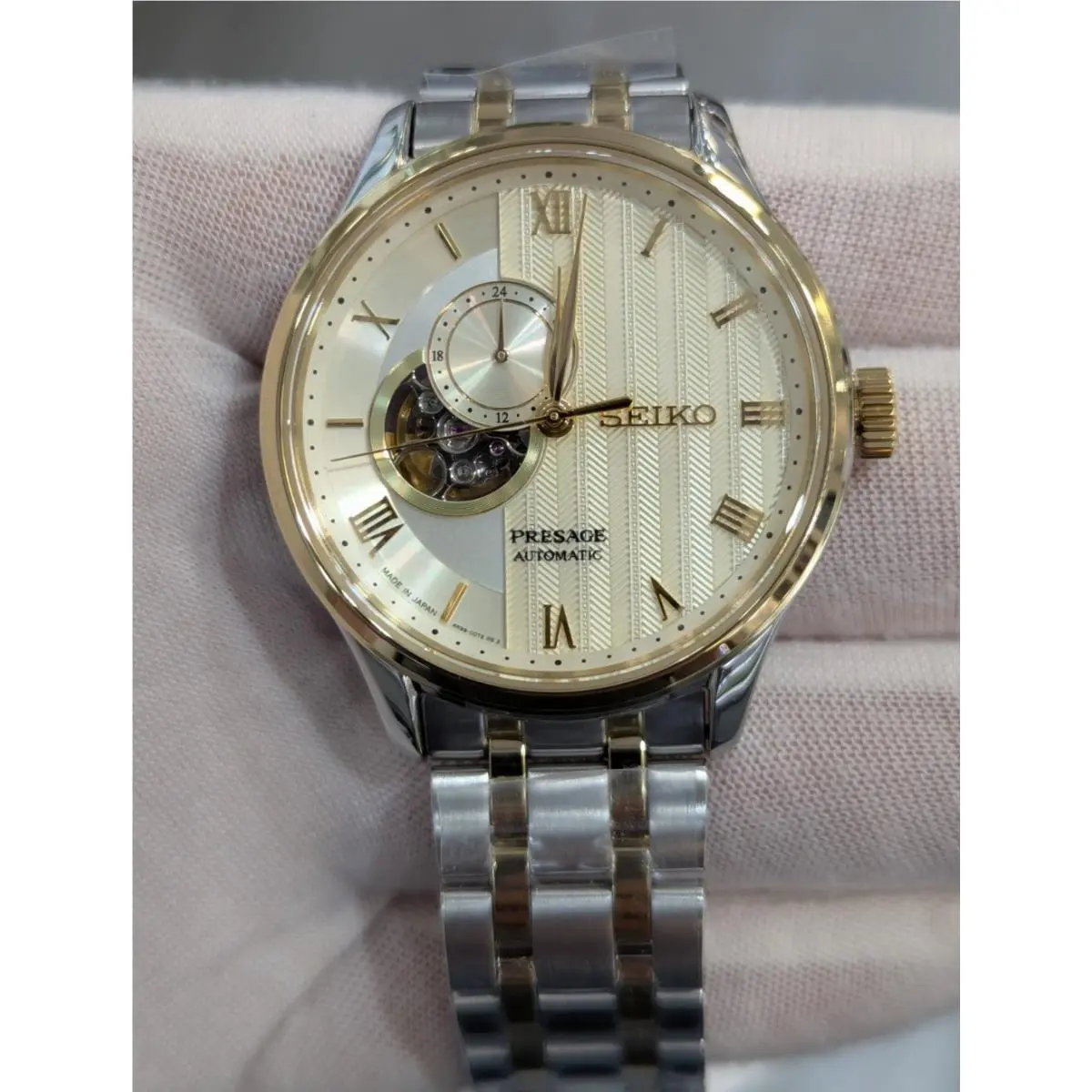 Presage Auto Gold-tone Dial Two-tone 42mm Men`s Watch SSA464 by Seiko
