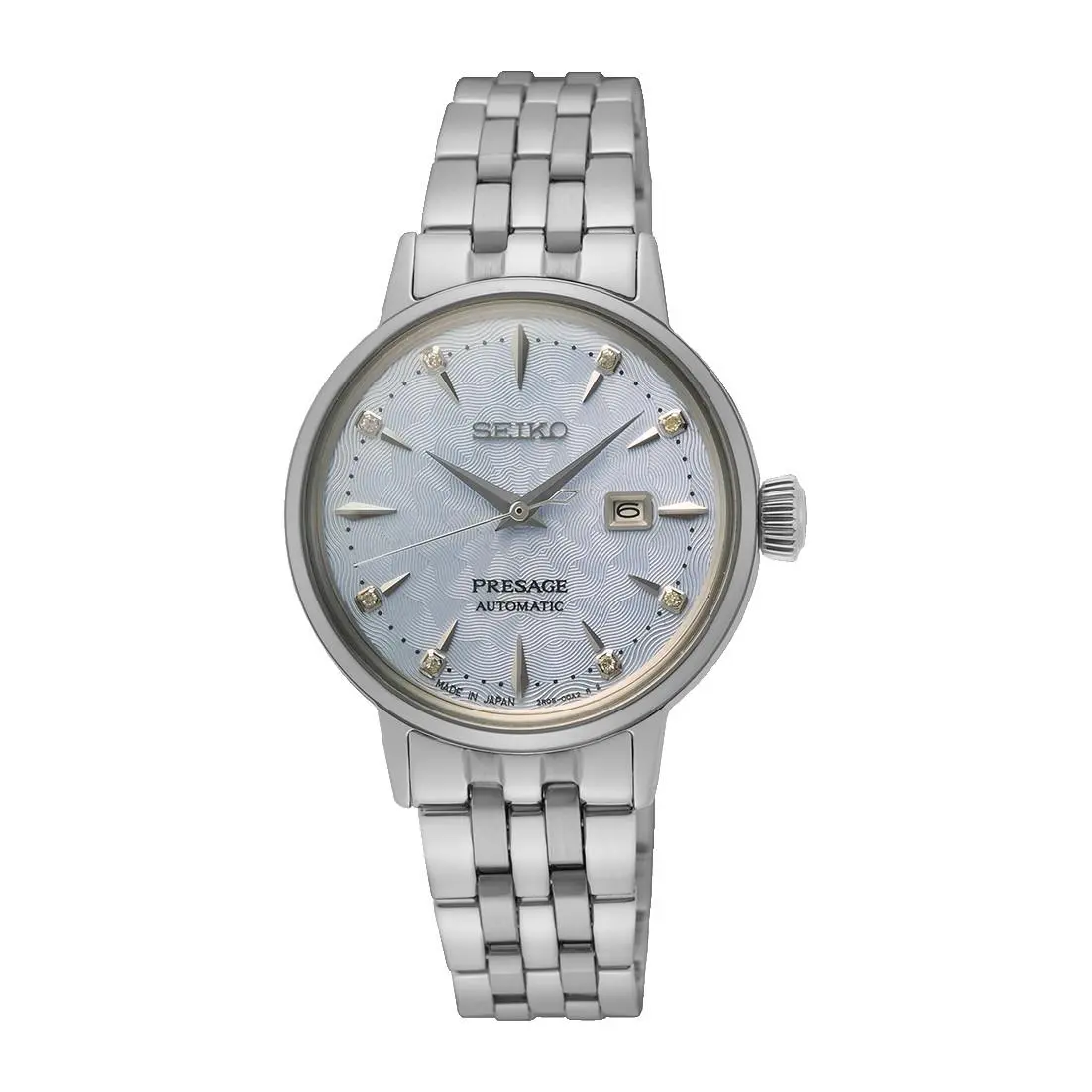 Seiko Ladies Presage Automatic Diamond Blue Dial Watch - SRE007J1