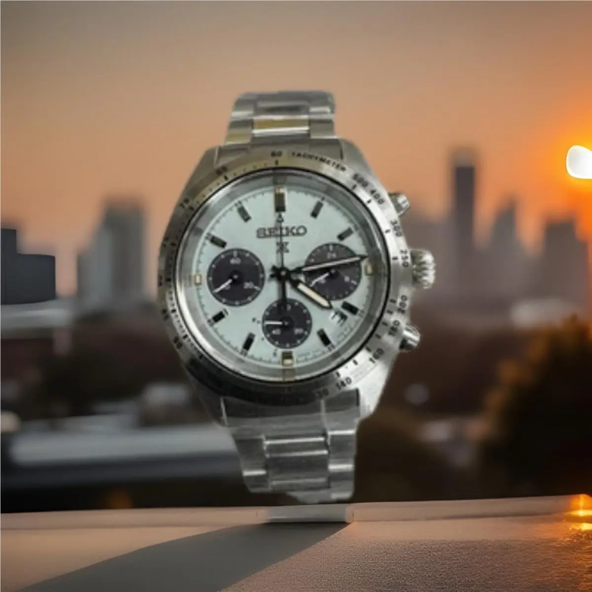 Seiko Prospex Solar Chronograph Men`s 39mm Green Dial Watch SSC965 Made In Japan