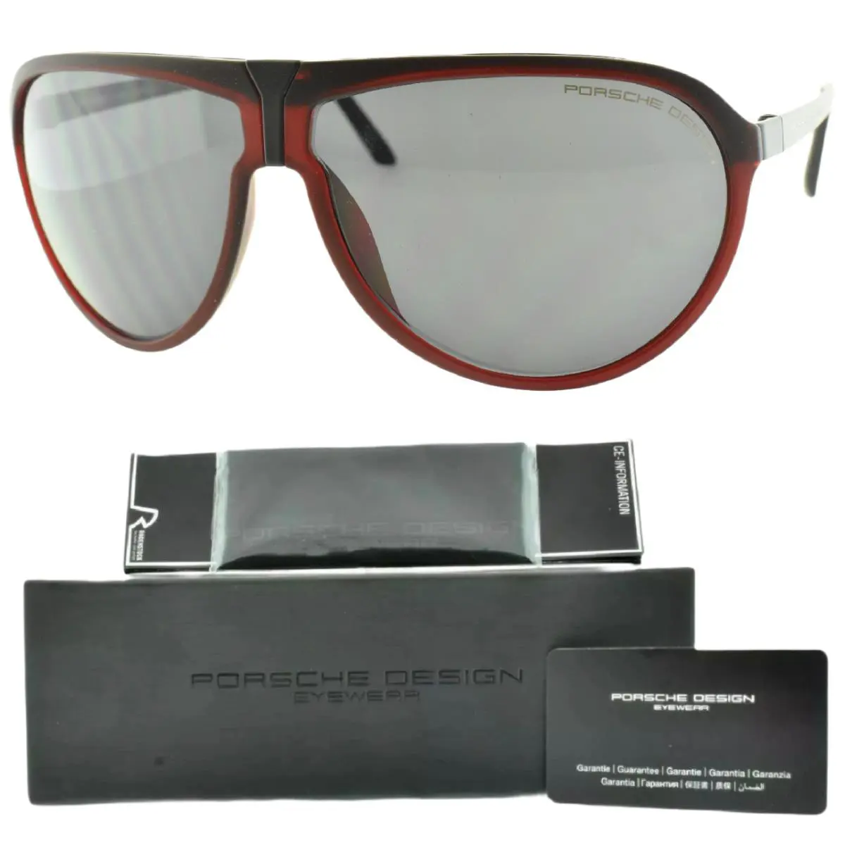 Porsche Design P`86BF V Black Burgendy Pilot Full Rim Unisex Sunglasses