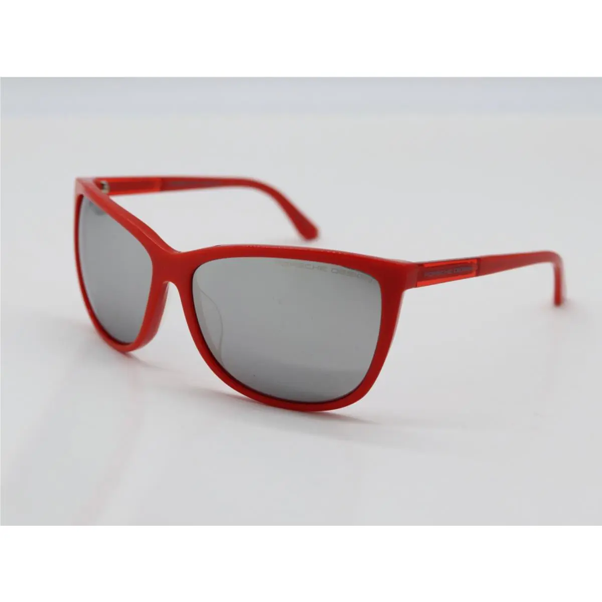 Porsche Design P8590 E Women`s Sunglasses Red Frame Mercury Silver Mirrored Lens