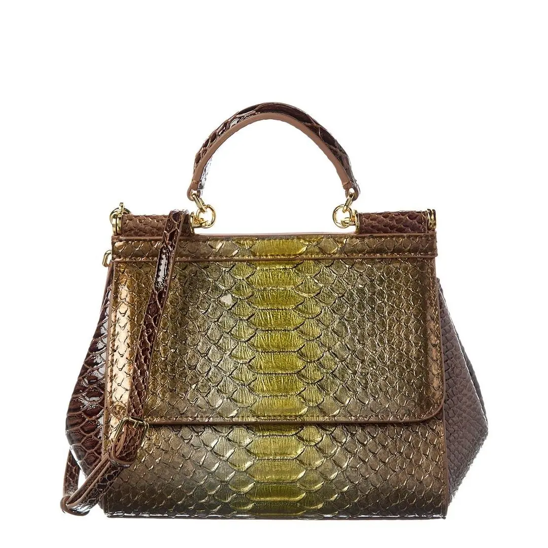 Tiffany Fred Paris Python-embossed Leather Satchel Women`s Gold