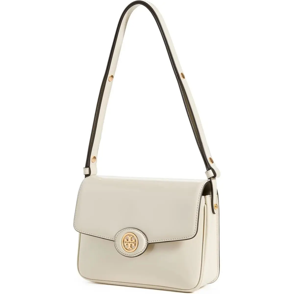 Tory Burch Shea White Leather Robinson Spazzolato Convertible Top Handle Bag TB