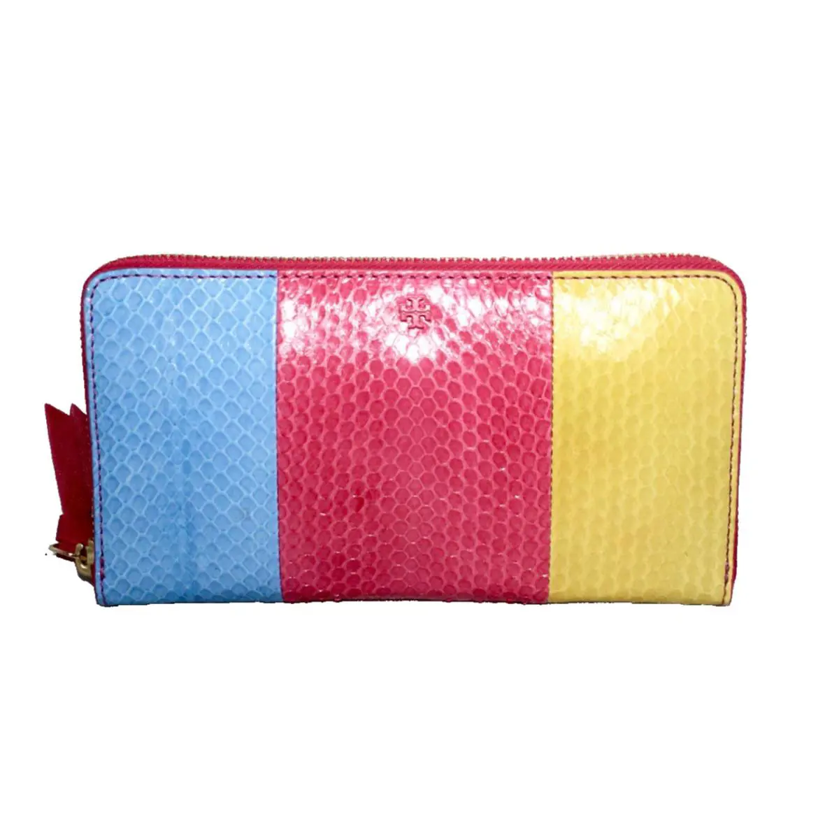 Tory Burch Multi-snake Zip Continental Accordion Wallet Blue Pink Yellow 30837