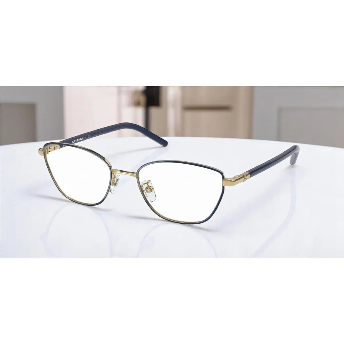 Tory Burch TY1074 3311 Shiny Gold Navy Demo Lens 50 mm Women`s Eyeglasses
