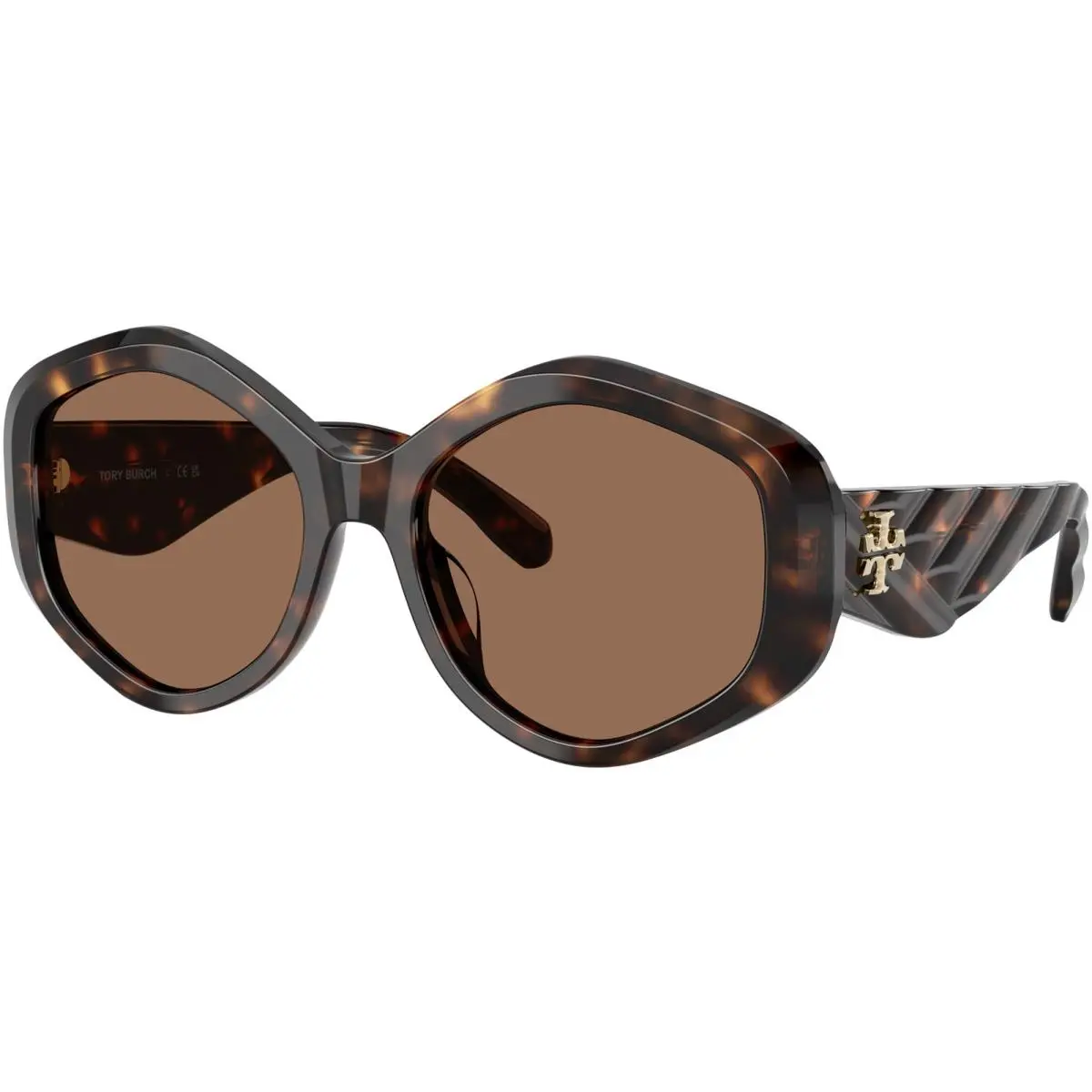 Tory Burch Women`s Dark Tortoise Geometric Oval Sunglasses - TY7217U 196473 55