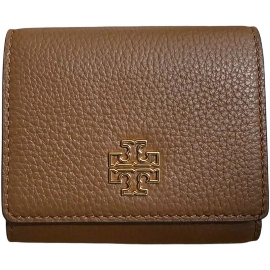 Tory Burch Womens 159431 Brown Britten Leath Tri-fold Wallet Black Black TB-211