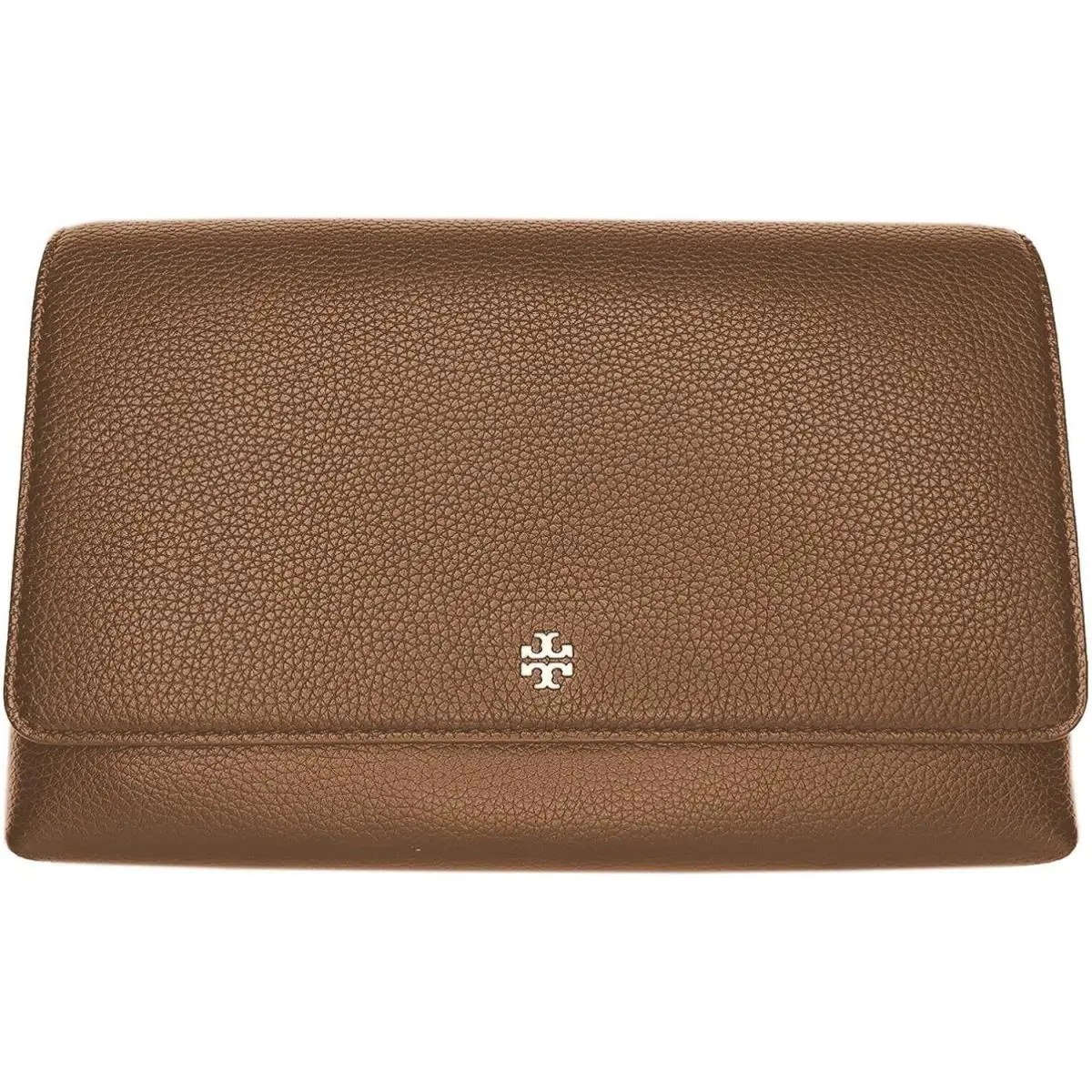 Tory Burch Womens Cortado Dark Brown Blake Flap Leather Purse Bag 8981-4 - Handle/Strap: Black, Hardware: Gold, Exterior: Birch Brown