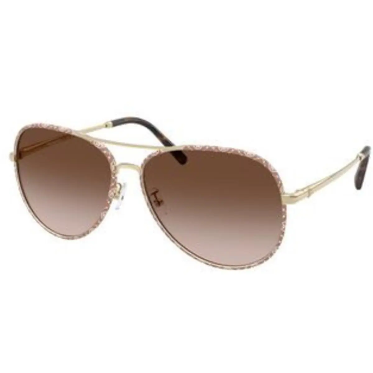 Tory Burch TY 6114 Light Gold Brown Monogram Wrap Brown Gradient Polyamide Stan
