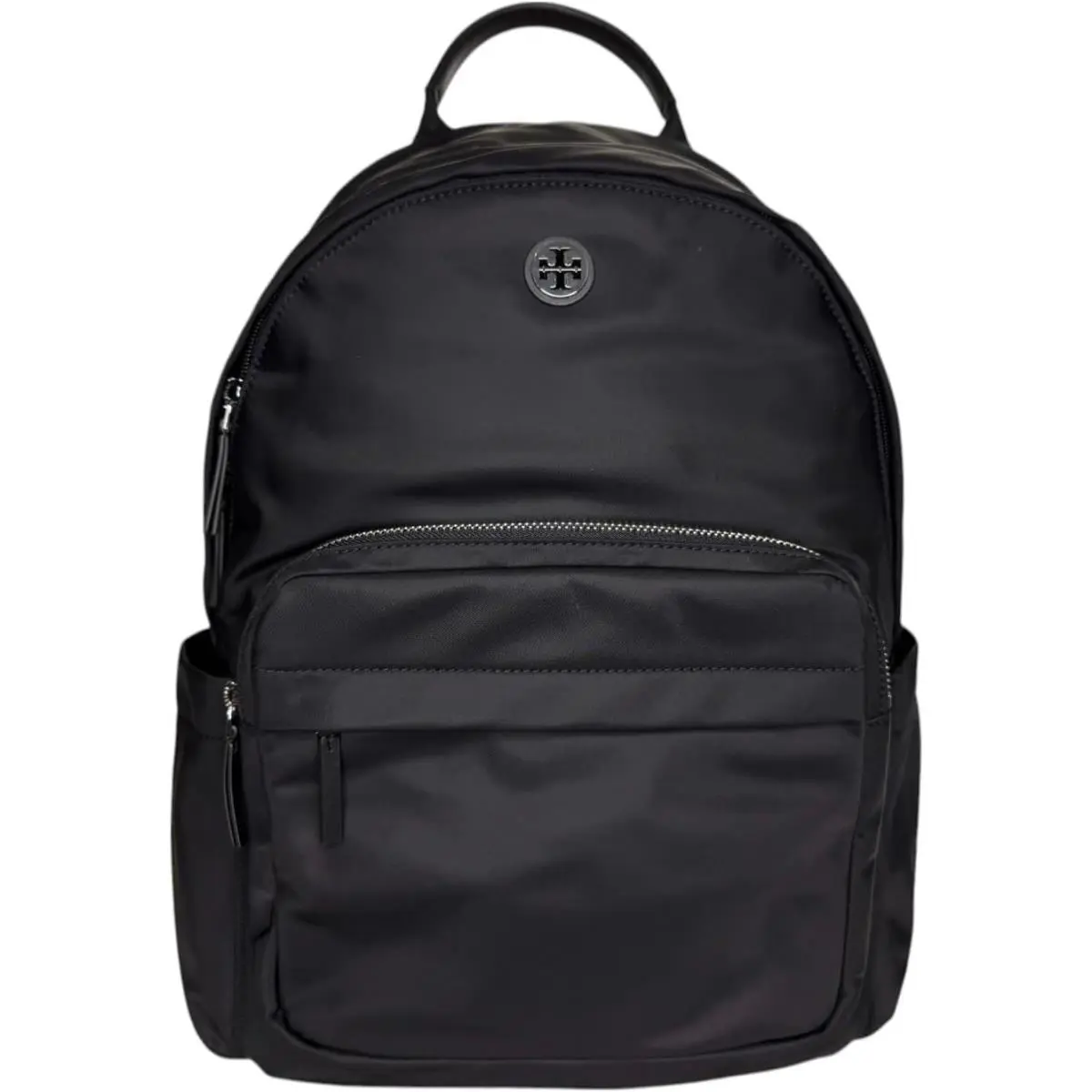 Tory Burch Womens Black and Silver-tone Ella Small Nylon Backpack Bag TB-101 - Handle/Strap: Black, Hardware: Gold, Exterior: Black