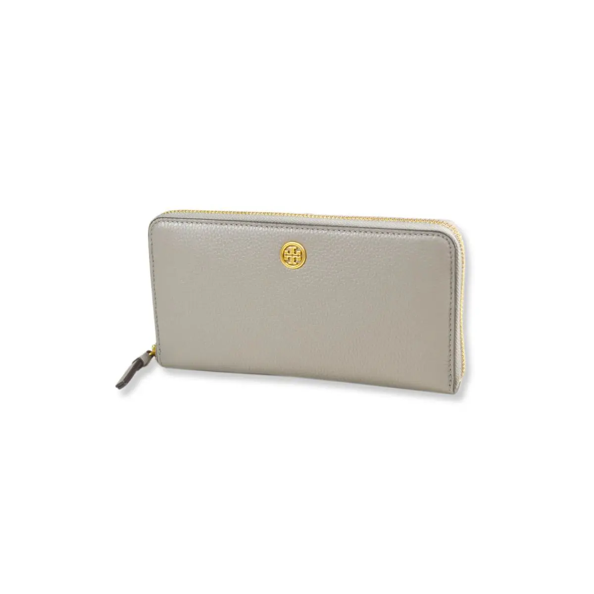 Tory Burch Heron Grey Walker Pebble Leather Zip Around Continental Wallet TB-156