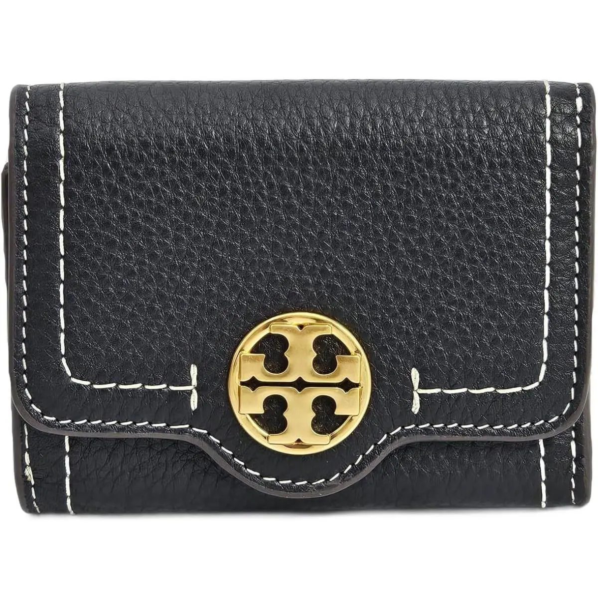Tory Burch 146501 Felix Black Brow with Goldtone Hardware Tri-fold Wallet TB-055
